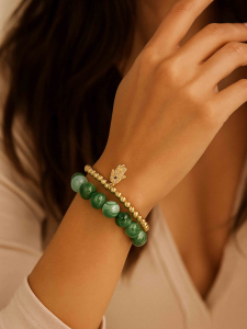 Набор браслетов агат зеленый 3771