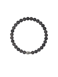 Herrenarmband aus mattem Naturachat mit Totenkopf 4883.