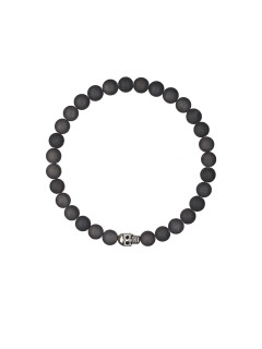 Men's bracelet made from natural matte agate with a skull 4883 by Lebijou.