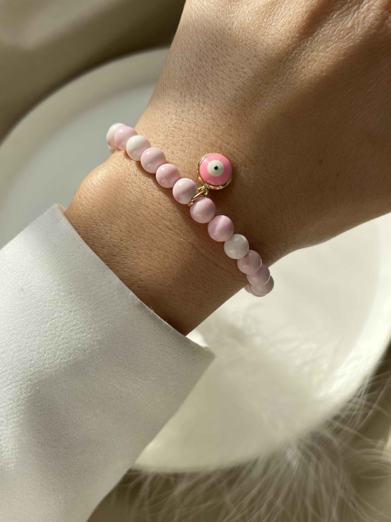 Armband aus rosa Edelstein mit Anhänger 5155