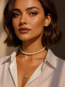 Жемчужное колье с цепочкой-галстуком 5520