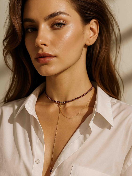 Колье-галстук из граната 5522