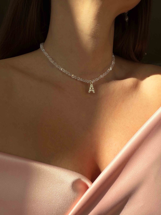 Shiny crystal choker with your initial 4778