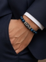 Браслет из соколиного глаза и бусина ДЗИ 4895