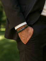 Мужской браслет из камней яшма кабамба и Дзи 4897