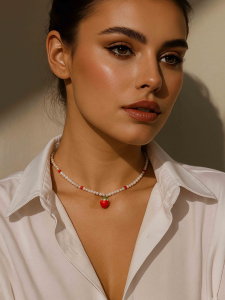 Choker mit Perlmutt und Granatapfel 5282.