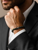 Мужской браслет из камня яшма кабамба + серебро (4896)