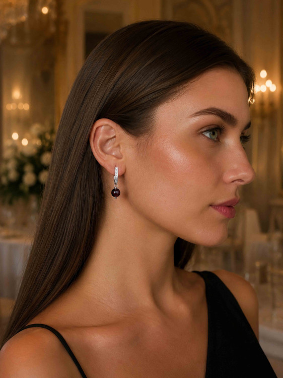 Earrings with garnet 5161