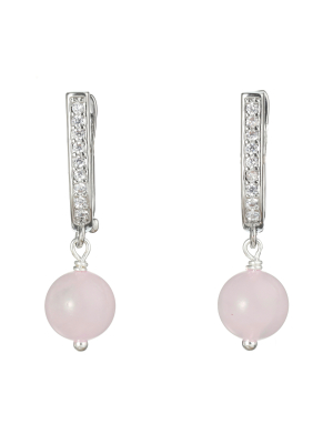 Серьги с розовым кварцем 5163