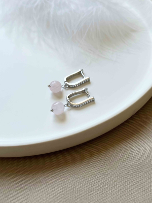 Серьги с розовым кварцем 5163