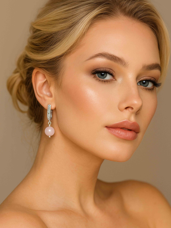 Ohrringe mit rosafarbenem Quarz 5163