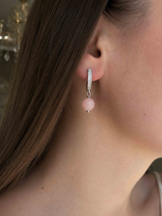 Серьги с розовым кварцем 5163