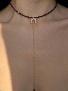 Кольє з гранату з лунницею 5665