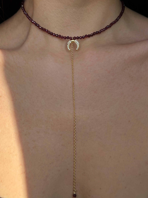 Кольє з гранату з лунницею 5665