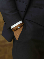 Мужской браслет из тигрового глаза и аквамарина 5008