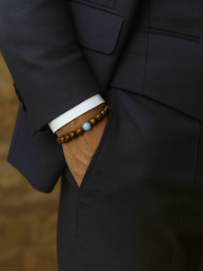 Мужской браслет из тигрового глаза и аквамарина 5008