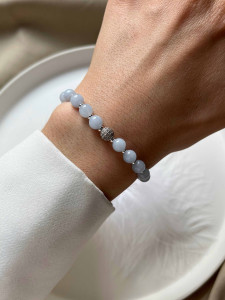 Браслет з каміння аквамарин 5666
