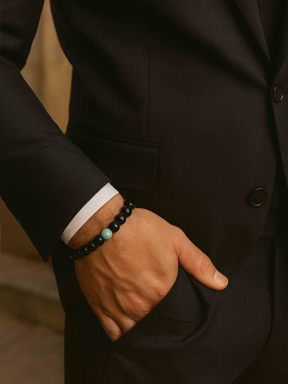 Herrenarmband aus Achat und Aquamarin 4675