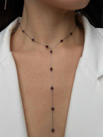 Колье на шею с гранатом в серебре 5667