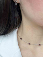 Сережки с камнем гранат в серебрянном цвете 5668