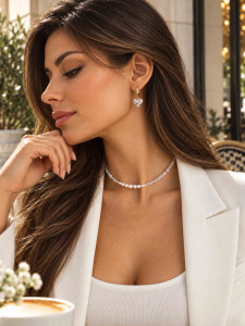 Modischer Choker mit Perlen 5348