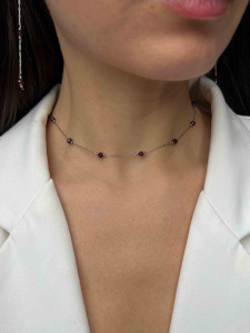 Цепочка с камнем гранат в серебрянном цвете 5672