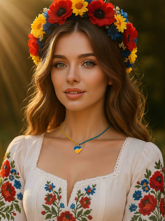 Чокер Украина с подвеской сердце 5044