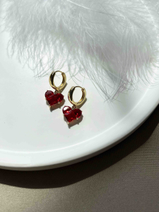 Earrings with a red heart 5354