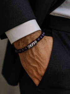 Чоловічий грошовий браслет з аметиста 4798