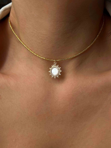 Золотой чокер с подвеской солнце 5292