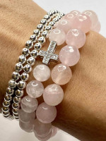 Набор браслетов из натуральных камней розовый кварц 4907