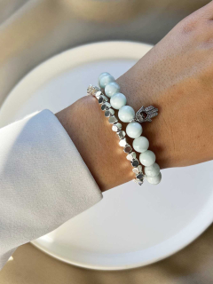 Set of angelite and hematite bracelets 5231