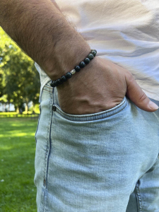 Чоловічий браслет з каменю яшма та агат 5116