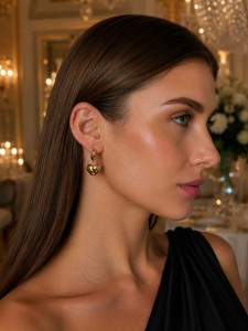 Gold heart-shaped earrings 5357
