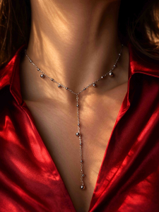 Ланцюг краватка з намистинами з нержавіючої сталі 4804