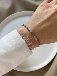 Браслет из гематита 3 мм серебро 5052