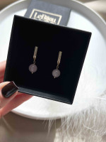 Сережки с камнем розовый кварц 5681