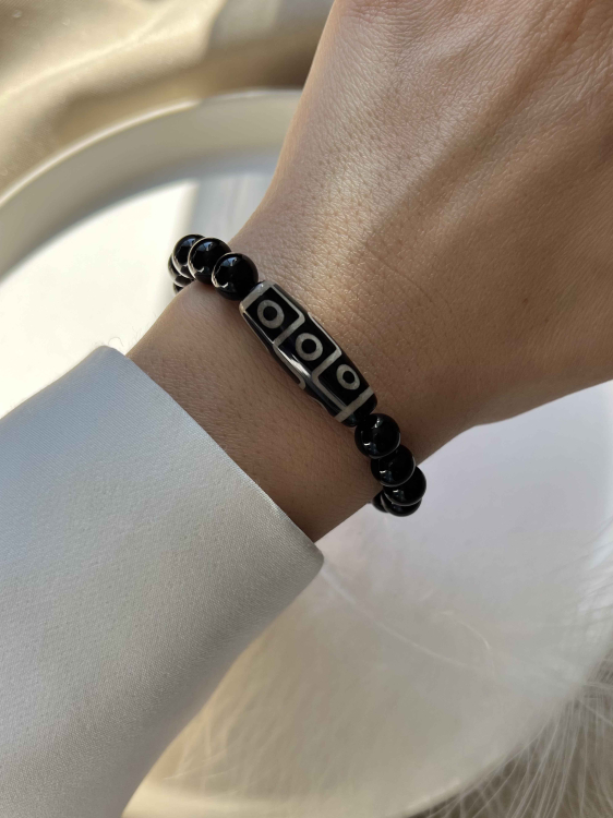 Geflochtenes Armband aus Achat mit Dzi-Perle Dzī 4914.