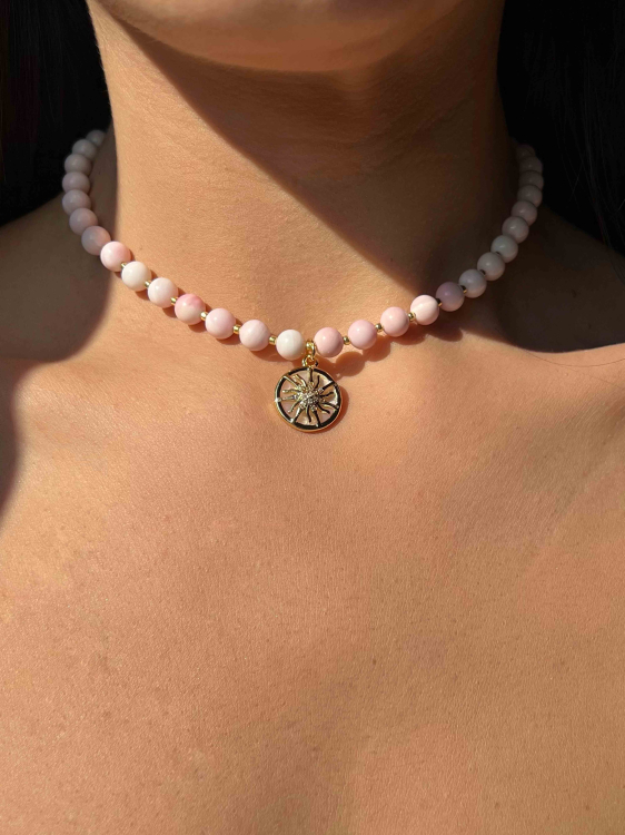 Choker aus rosa Opal mit Anhänger 5364.