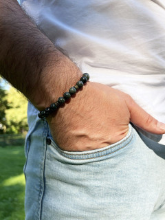 Men's bracelet with green jade 4916