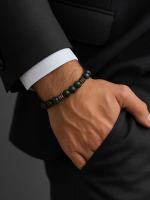 Мужской браслет из зеленой яшмы 4916