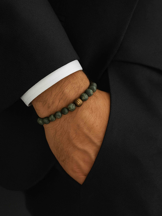 Herrenarmband aus echtem Jadeit-Kabamba-Stein 4917.
