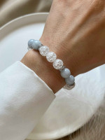 Аквамарин, горный хрусталь, фианиты браслет 4491