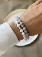 Парные браслеты аквамарин, нефрит 4597