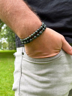 Сет мужских браслетов из зеленой яшмы 4918