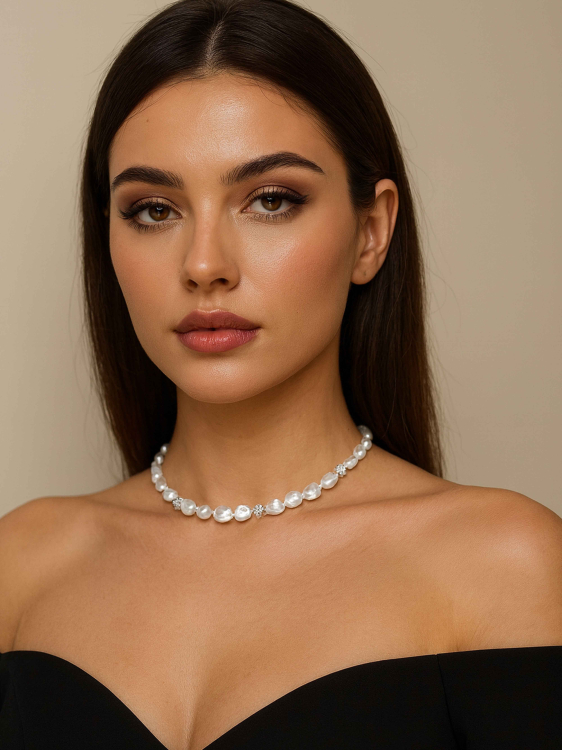 Choker aus Perlen und Zirkonia 5368