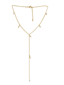 Exquisite goldener Krawatten-Liebju-Liebju mit Perlen 5558.