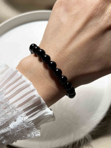 Браслет из черного агата женский 4600
