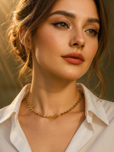 Чокер из сердечек золотого гематита 5618