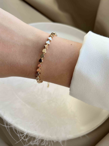 Золотой браслет с сердечками 5624